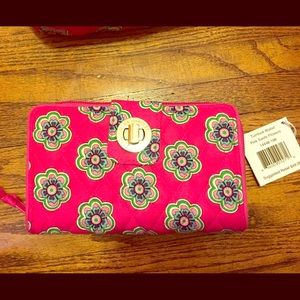 NWT Vera Bradley turn-lock wallet pink swirls